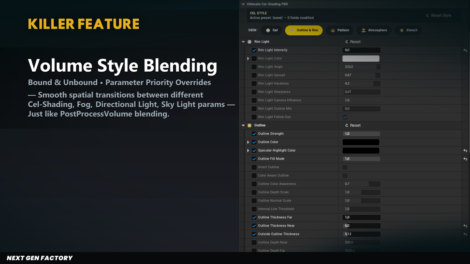 Volume-driven smooth style blending across zones