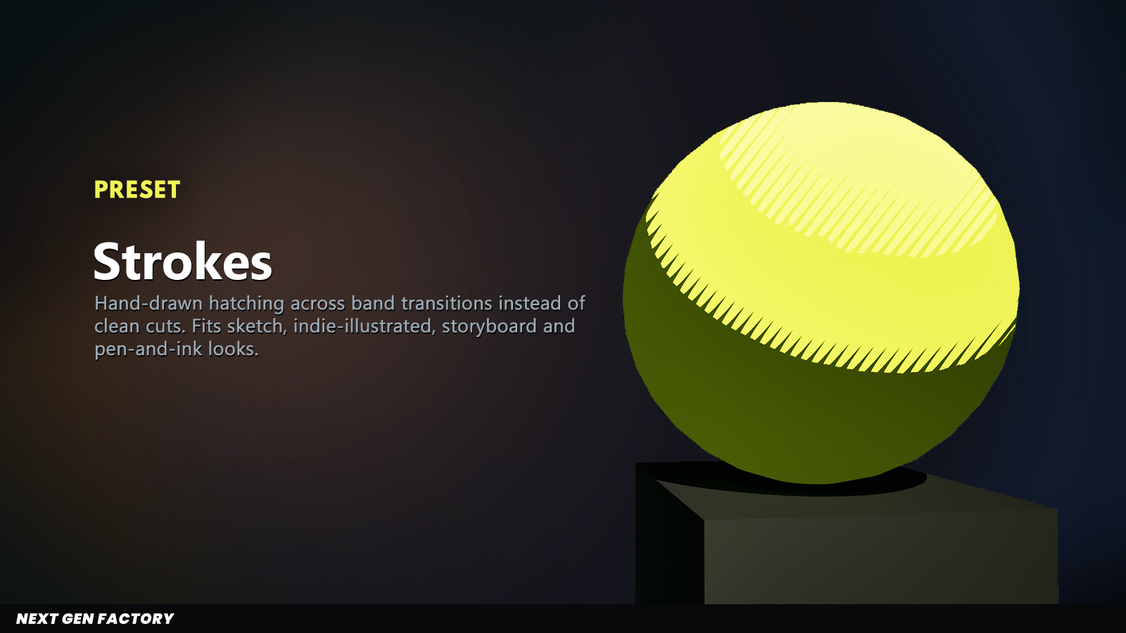 Strokes preset — 45° hatching transitions